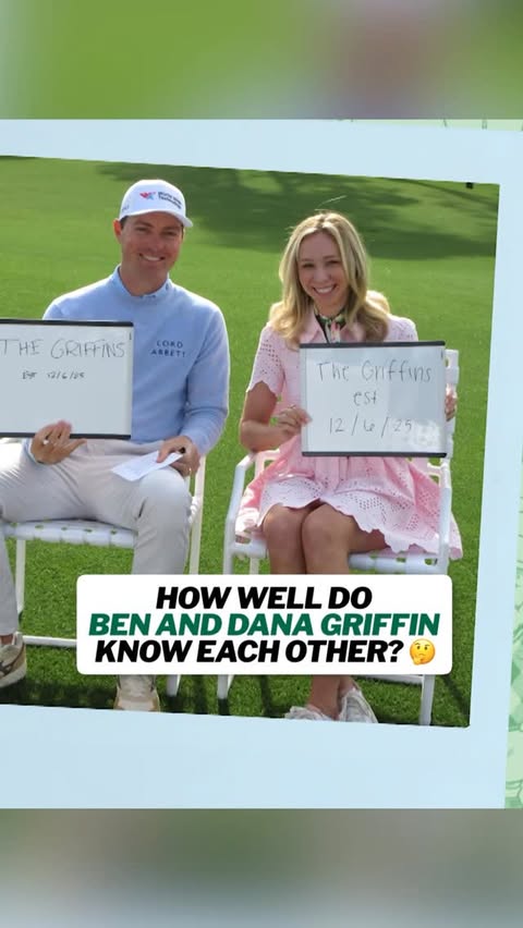 Instagram post by @golfoncbs for Delta Air Lines. Caption reads: Newlyweds Ben and Dana Griffin were put to the....