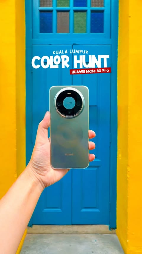 Instagram post by @huxsterized for huawei. Caption reads: [...] color hunt around the city with the HUAWEI....