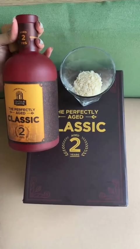 Instagram post by @sujata_sujji for India Gate Foods. Caption reads: [...] inside? 👇 #PerfectlyAgedClassic....