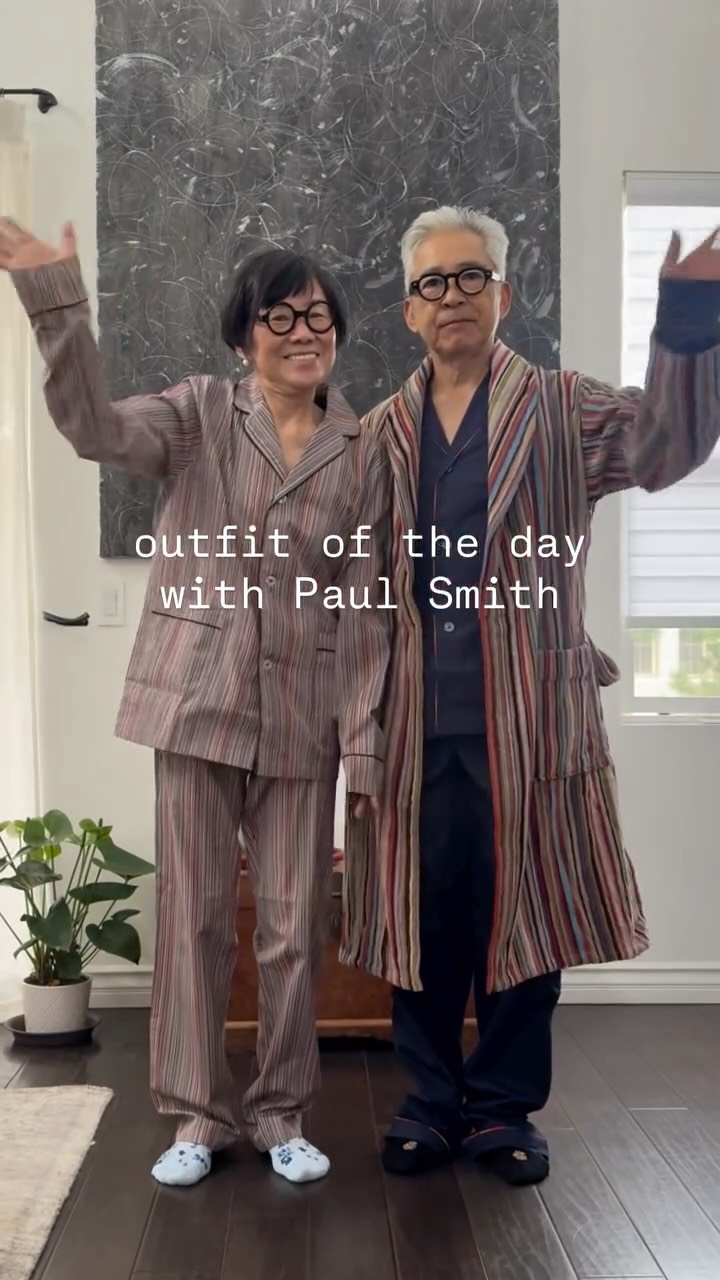 Instagram post by @akiandkoichi for Paul Smith. Caption reads: Gearing up to the holidays in @paulsmithdesign 🎁....