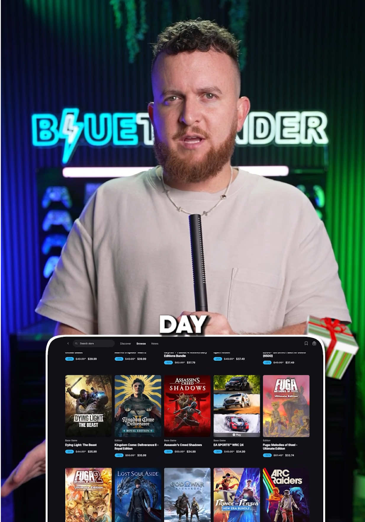 TikTok post by @bluethunder for Epic Games. Caption reads: [...] day until January 1st! #EpicPartner @Epic....