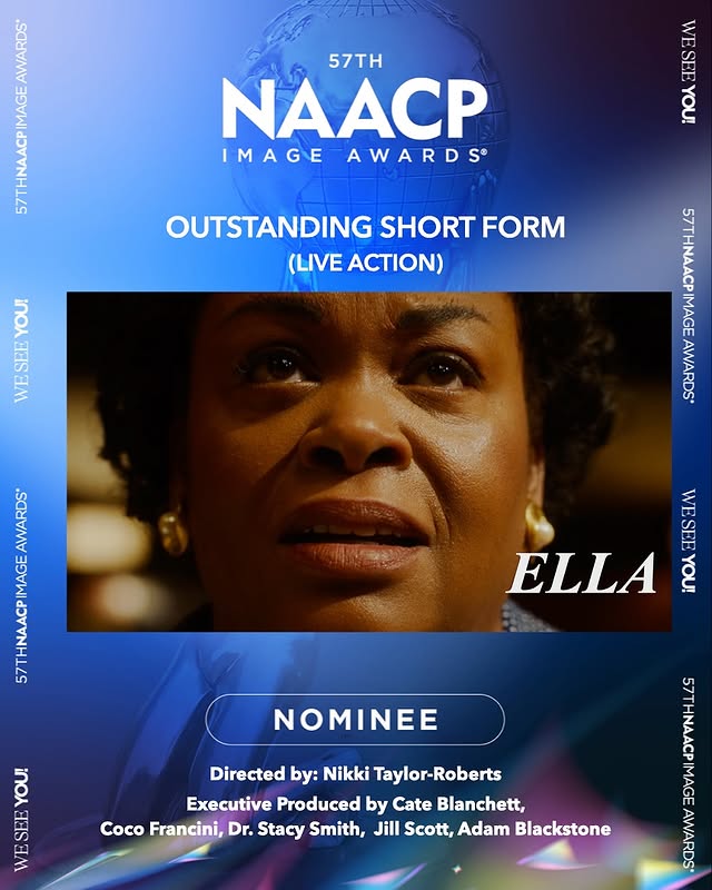 Instagram post by @nikkiteea for BET. Caption reads: Worked on this AMAZING short film “ELLA” quietly....