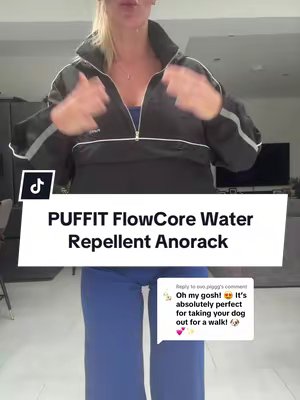 TikTok post by @bexhodgson0 for PUFFIT UK Shop. Caption reads: Replying to @ovo.piggg Absolutely perfect for dog....