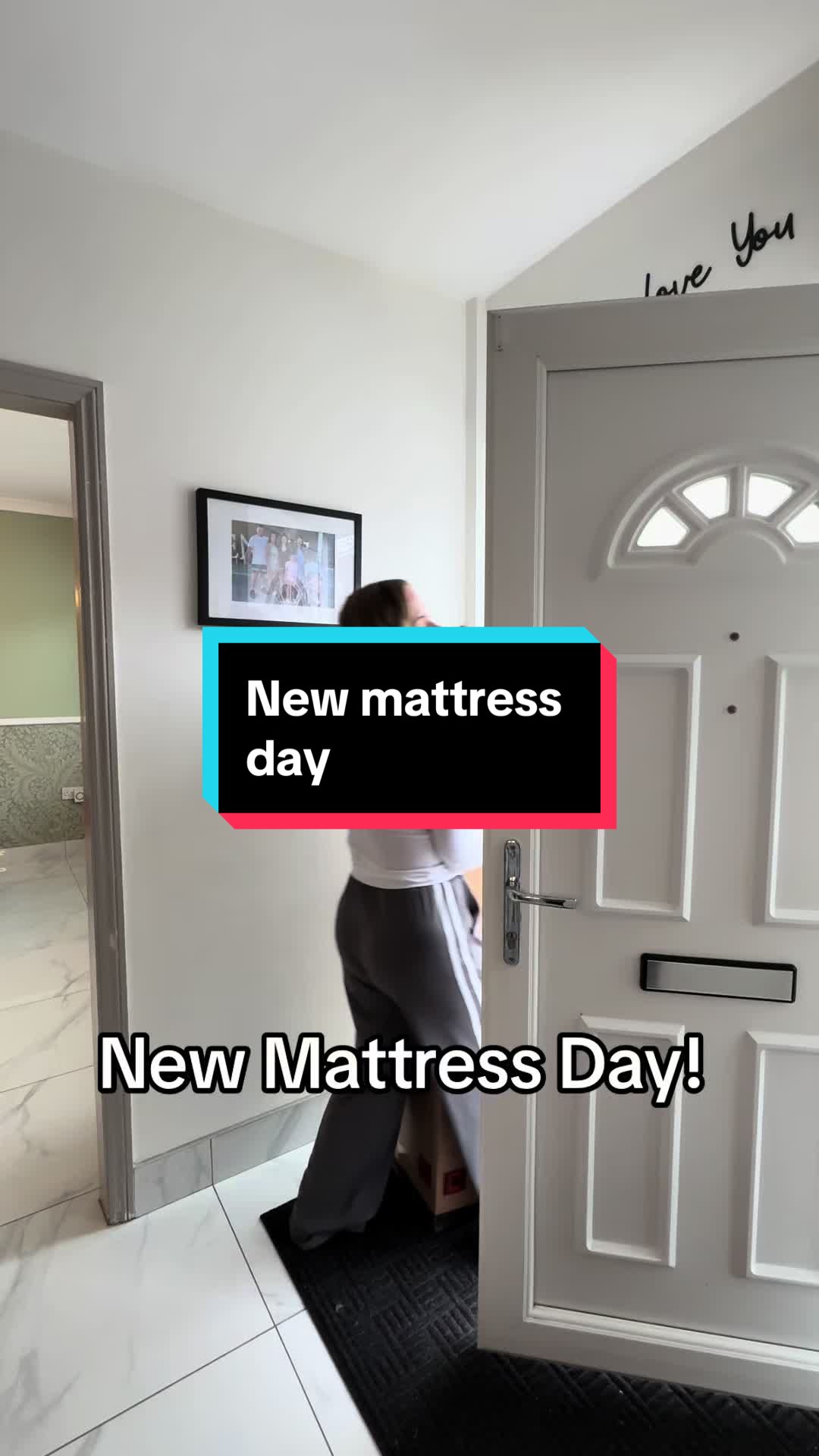 TikTok post by @nicolabattyofficial for Novilla. Caption reads: Swapping our child mattress for the Novilla Hybrid....