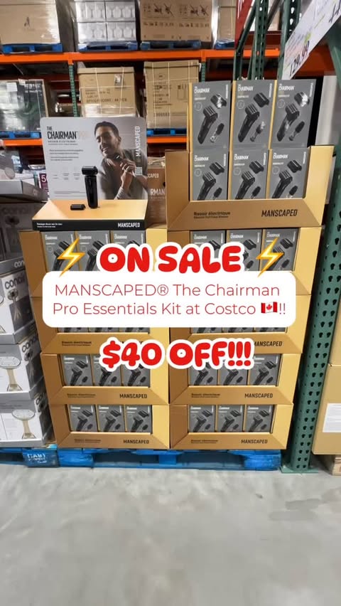Instagram post by @costcofindscanada for MANSCAPED. Caption reads: ⚡️ ON SALE ⚡️ ‌ The MANSCAPED® The Chairman® Pro....
