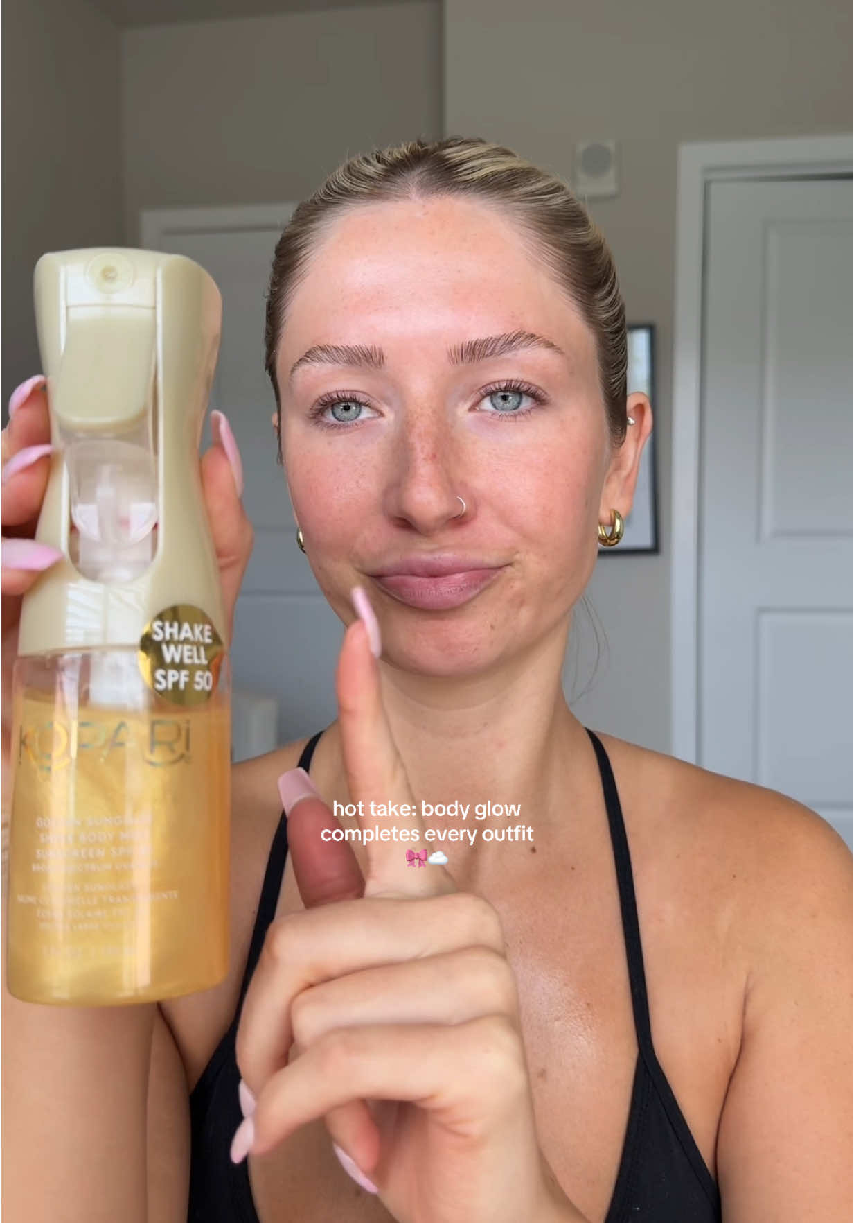 TikTok post by @macy.loe for Kopari Beauty. Caption reads: my favorite rn is @Kopari Beauty, but please put....