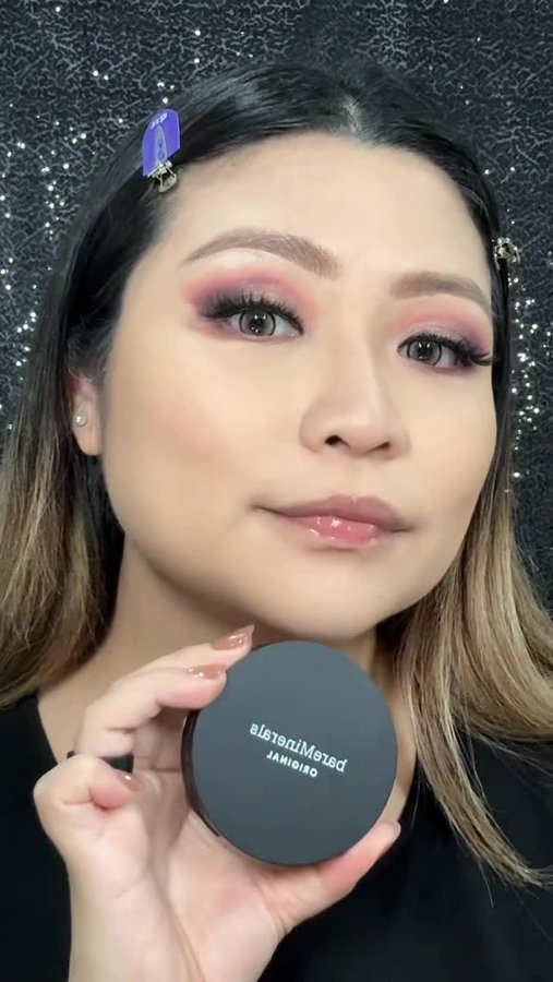 Instagram post by @fun_fearless_beauty for bareMinerals. Caption reads: Locking it all in with the @bareminerals BAREPRO®....