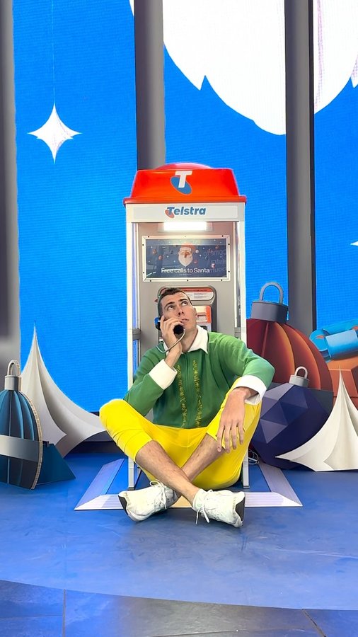 Instagram post by @masonsixtencox for Telstra. Caption reads: Don’t miss out on calling Santa for free and....
