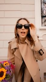 Instagram post by @ludosauer for Herno. Caption reads: Spring is blooming: welcome sunny days 💐☀️....