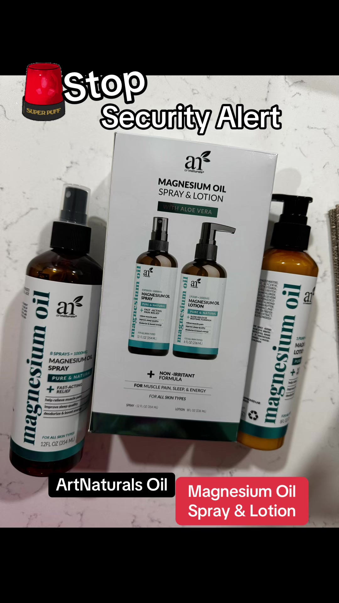 TikTok post by @kingdomjewelz for artnaturals. Caption reads: [...] #muscle #pain #aloevera #painrelief....