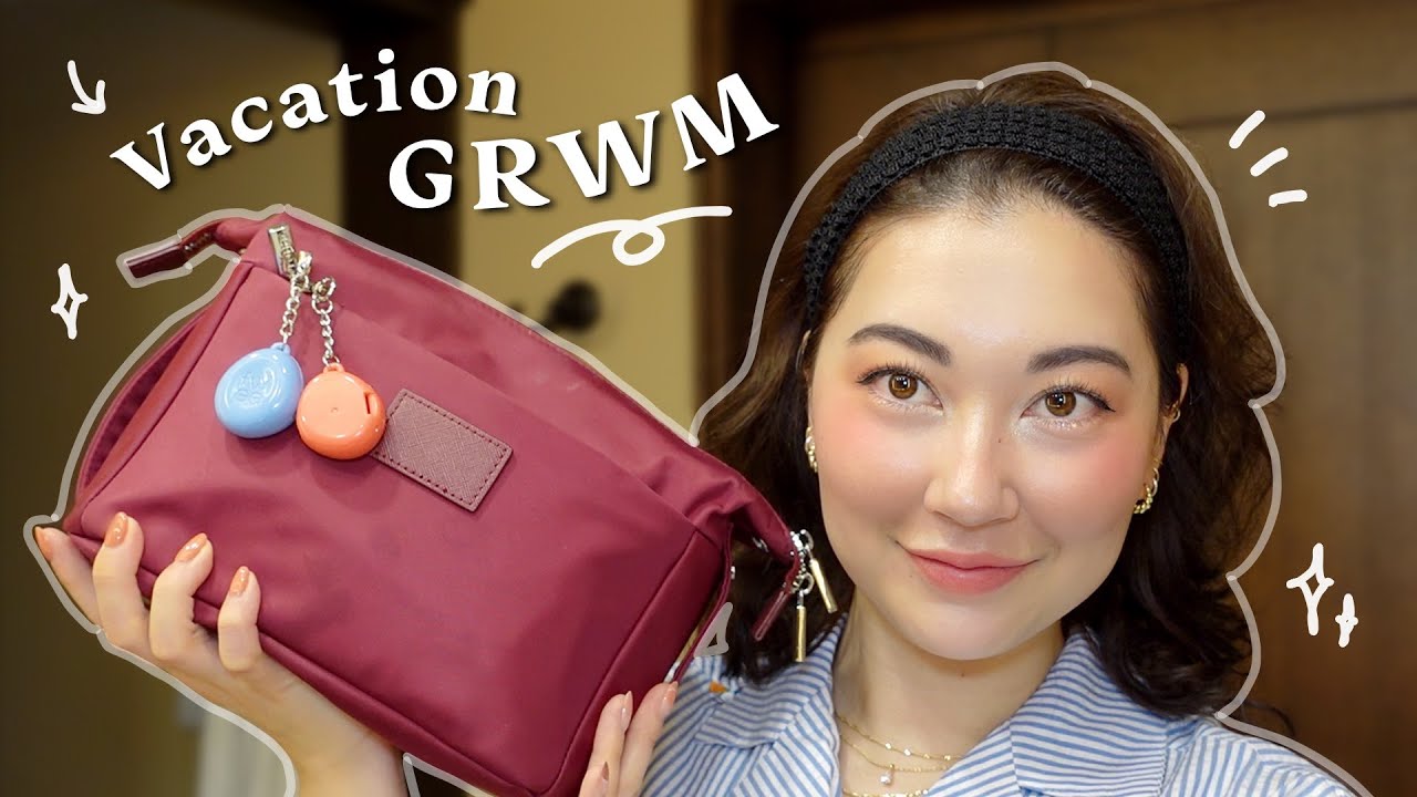 YouTube post by @TinaTanakaHarris for Etoile. Caption reads: GRWM on Vacation! 2-step skincare routine + makeup....