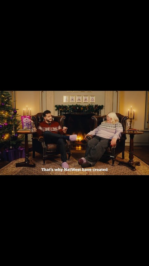 Instagram post by @wilfredwebsterofficial for NatWest. Caption reads: #AD🎄✨Hannah and I are teamed up with @NatWest to....