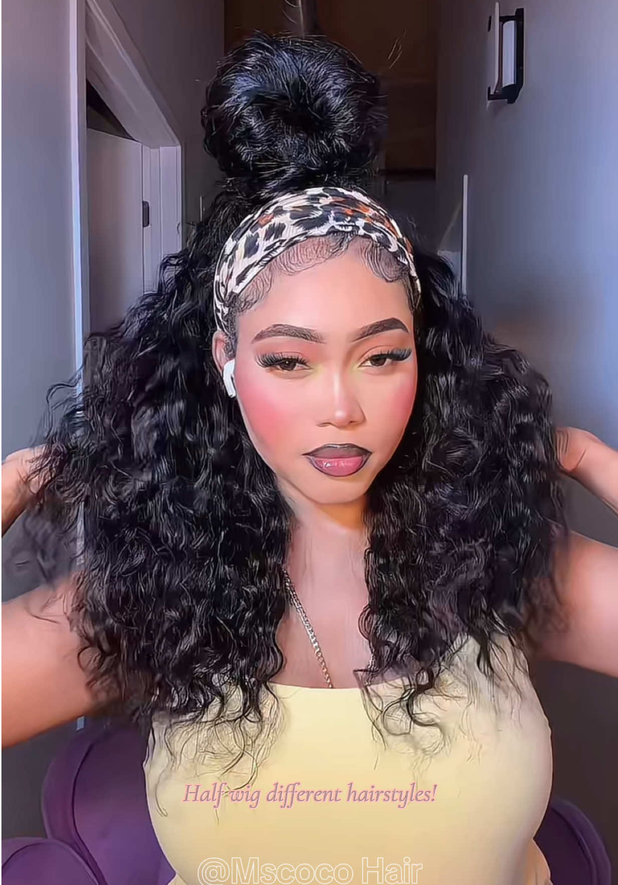 TikTok post by @yaatiff for Mscoco Hair. Caption reads: @Mscoco Hair @Mscoco Hair Beauty Beautiful bouncy....