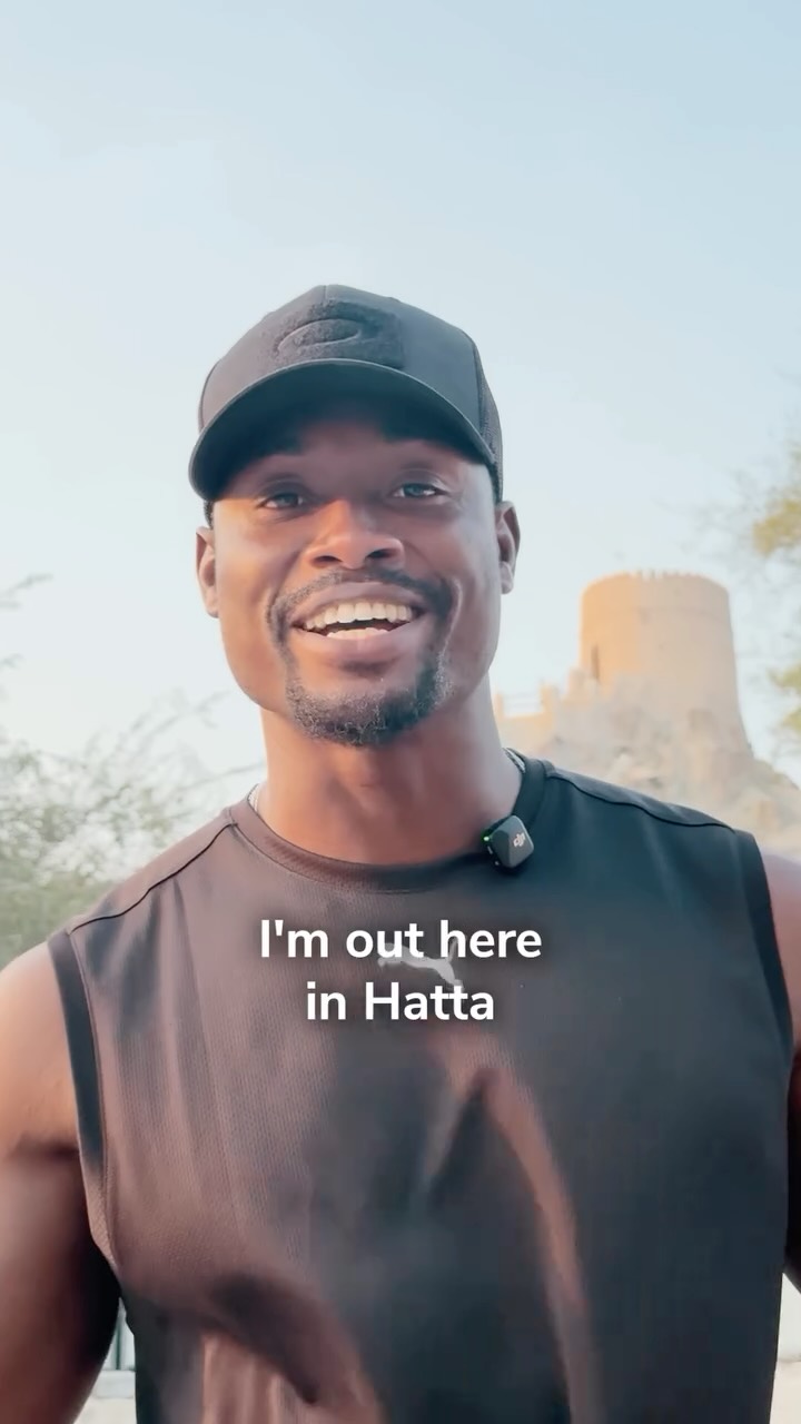 Instagram post by @jamal_succeeded for Visit Dubai. Caption reads: Adventure, fitness, and good vibes at Hatta! 🌄....