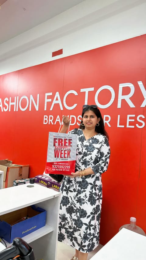 Instagram post by @ankiitaaggarwal for Fashion Factory. Caption reads: @reliance_fashionfactory 📲 Give a missed call on....