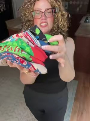 TikTok post by @wiggirlontiktok for Xoxokalon. Caption reads: @xoxokalon holiday socks pack is the perfect pop....