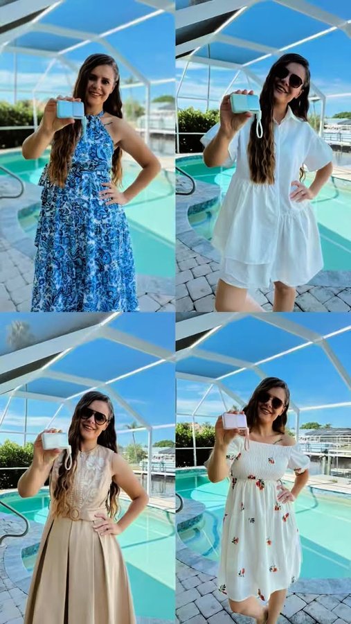 Instagram post by @thesunshinestatemom for INIU Shop. Caption reads: 4 outfits, 4 colors, 1 must-have accessory: the....