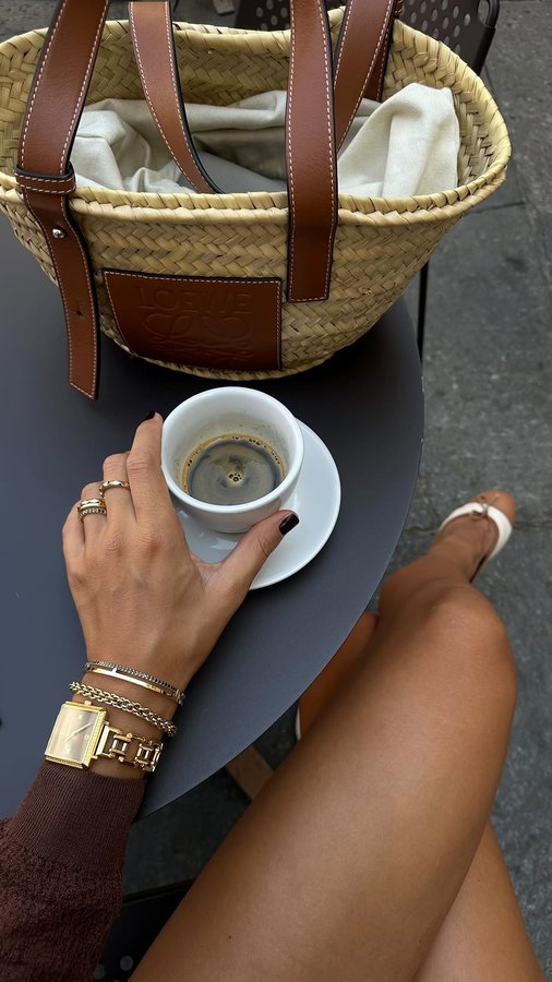 Instagram post by @cristinasurdu for COEUR DE LION Jewellery. Caption reads: Skirt or trousers? Step into autumn with....