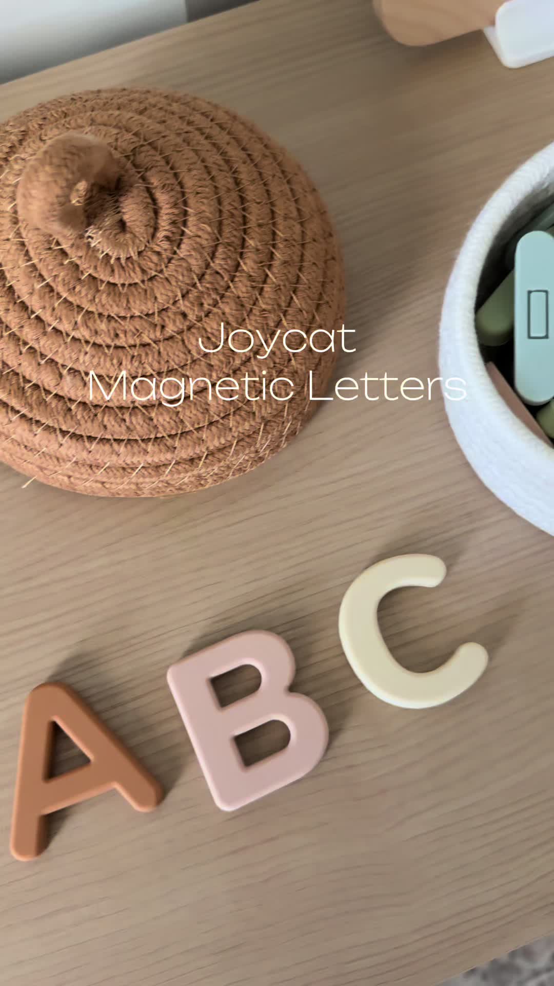 TikTok post by @rach.toddlerfun for JoyCat. Caption reads: [...] PERFECT silicone magnetic letters from....