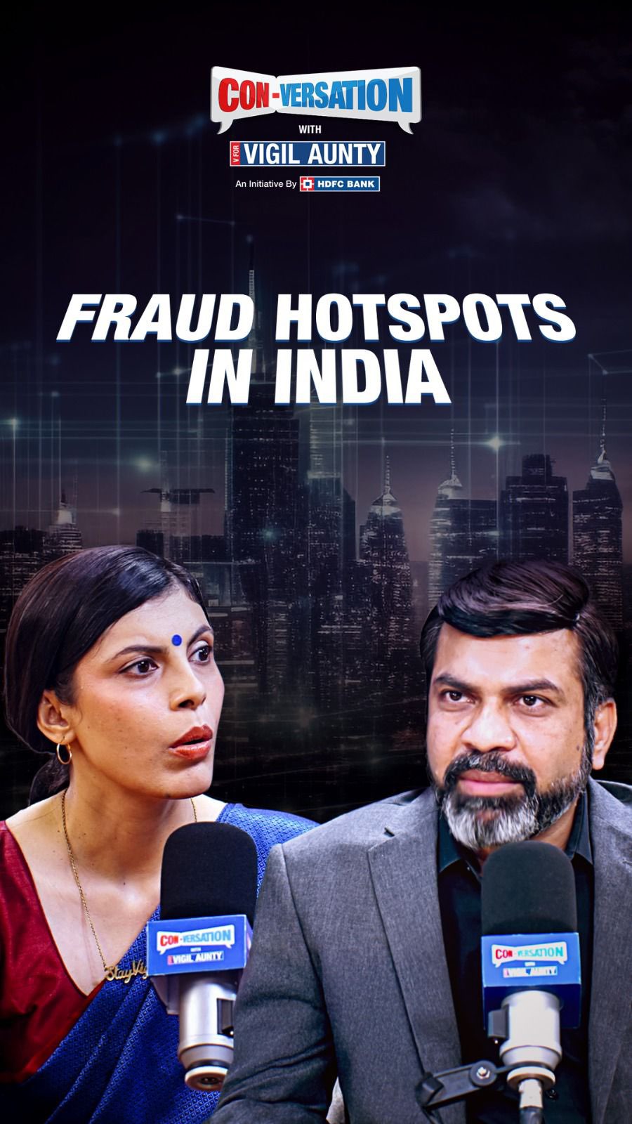 Instagram post by @vforvigilaunty for HDFC Bank. Caption reads: Fraudsters have found a new tactic to evade law....