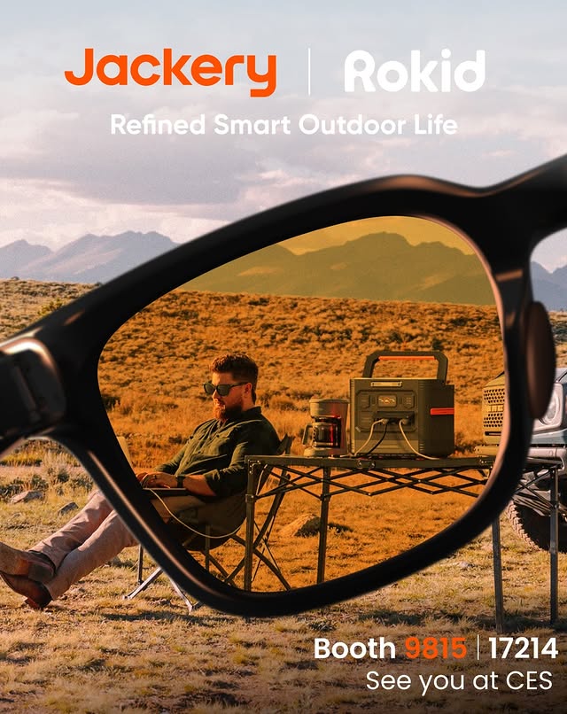 Instagram post by @rokid_global for Jackery. Caption reads: [...] announce our partnership with @jackeryusa....