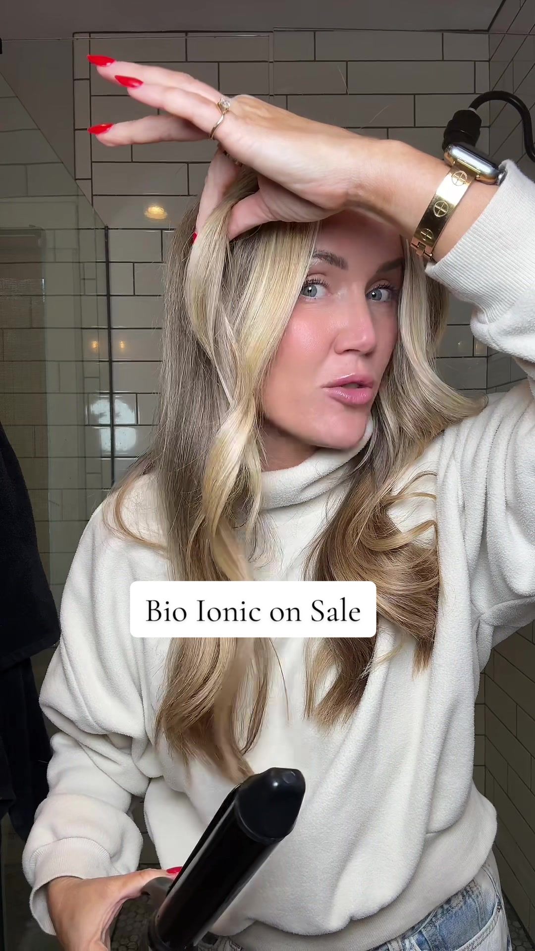 TikTok post by @justanotherrach2.0 for Bio Ionic. Caption reads: [...] #tiktokshopcreatorpicks #curlingiron....