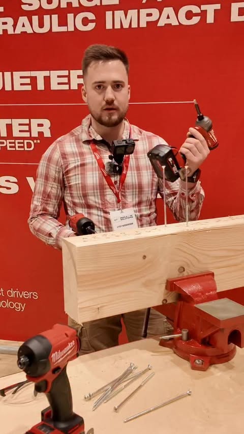 Instagram post by @lysywoodwork for Milwaukee Tool. Caption reads: [...] Zakrętarka Surge gen 1 vs gen 2....