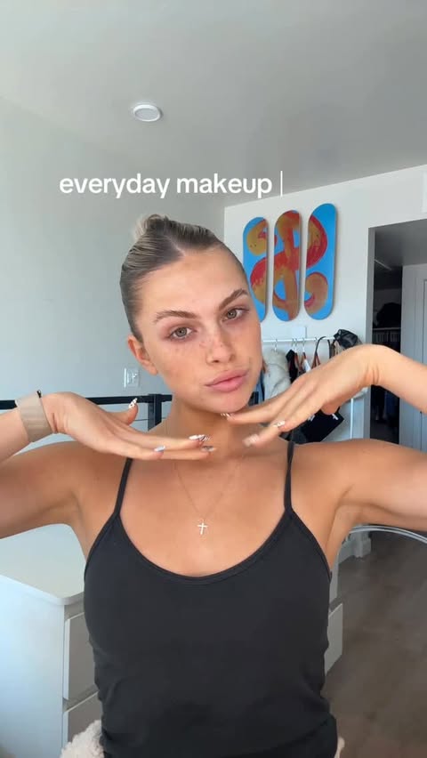 Instagram post by @parismikinski for C4 Energy. Caption reads: 🍭❄️⭐️🥥🩷😇 #makeuproutine #practicemakeup....