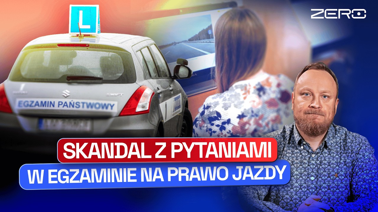 YouTube post by @KanalZeroPL for STS. Caption reads: CHANGES TO THE DRIVING LICENSE TEST. STUDENTS AND....