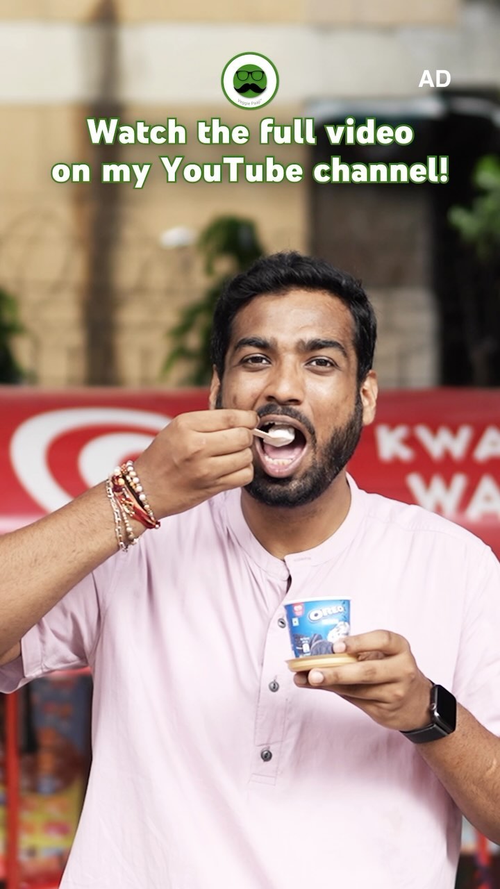 Instagram post by @veggiepaaji for Kwality Wall's. Caption reads: Trying 11 varieties of desserts from @kwalitywalls....