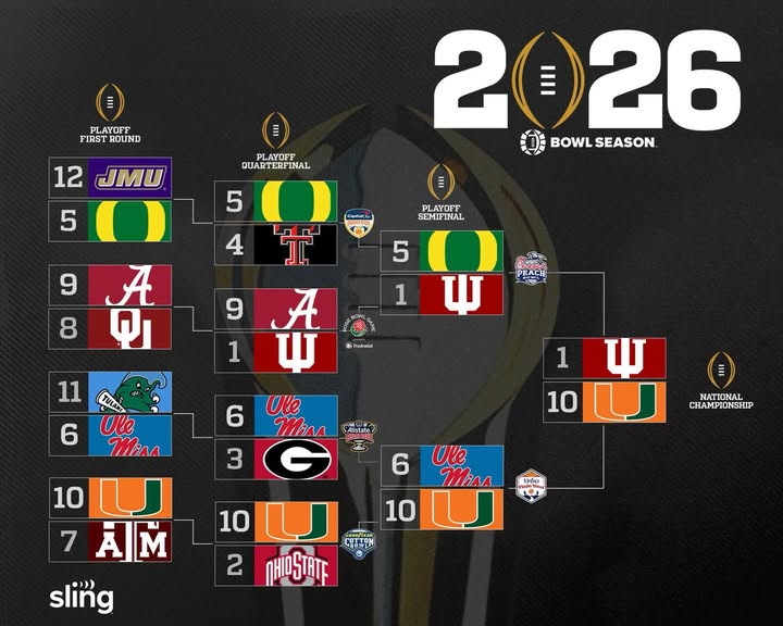 Instagram post by @collegefootball for SLING TV. Caption reads: The stage is set the @cfbplayoff championship....