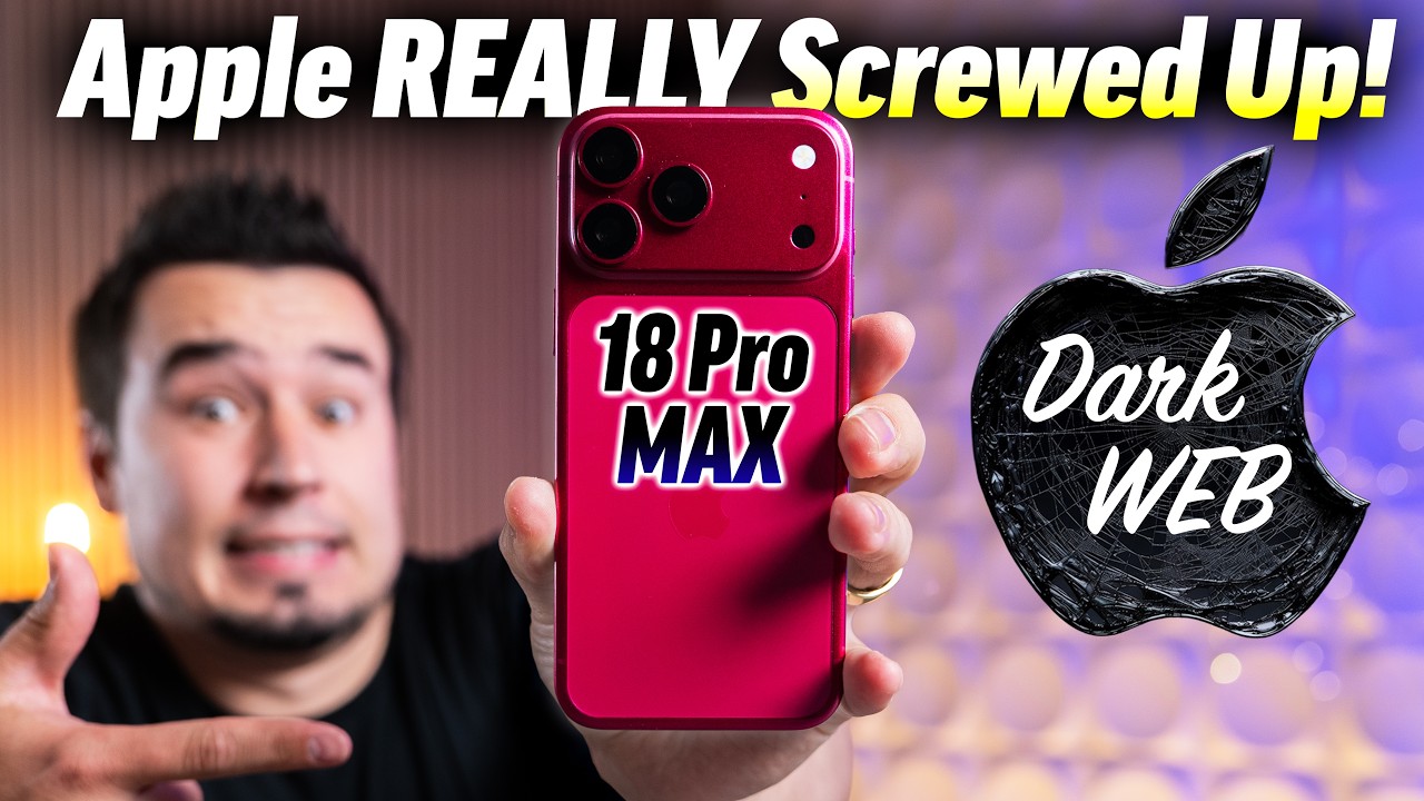 YouTube post by @MaxTechOfficial for B&H EDU Advantage. Caption reads: iPhone 18 Pro Dark Web LEAK (Apple's PISSED).
