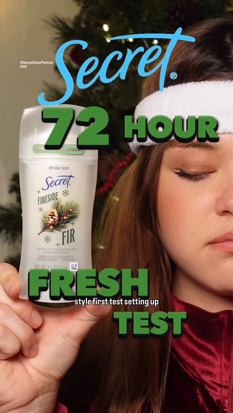 Instagram post by @rachel.ocool for Secret Deodorant. Caption reads: #ad #SecretDeoPartner The holidays are HECTIC, you....