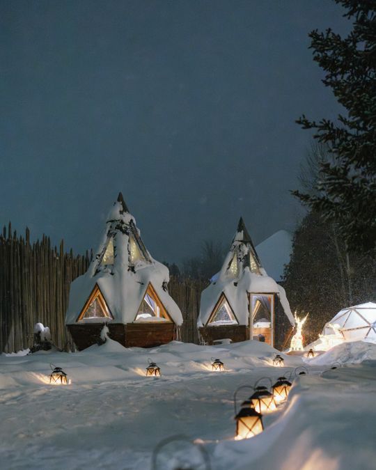 Instagram post by @saintemarieamongthehurons for Destination Ontario. Caption reads: First Light at @saintemarieamongthehurons is....