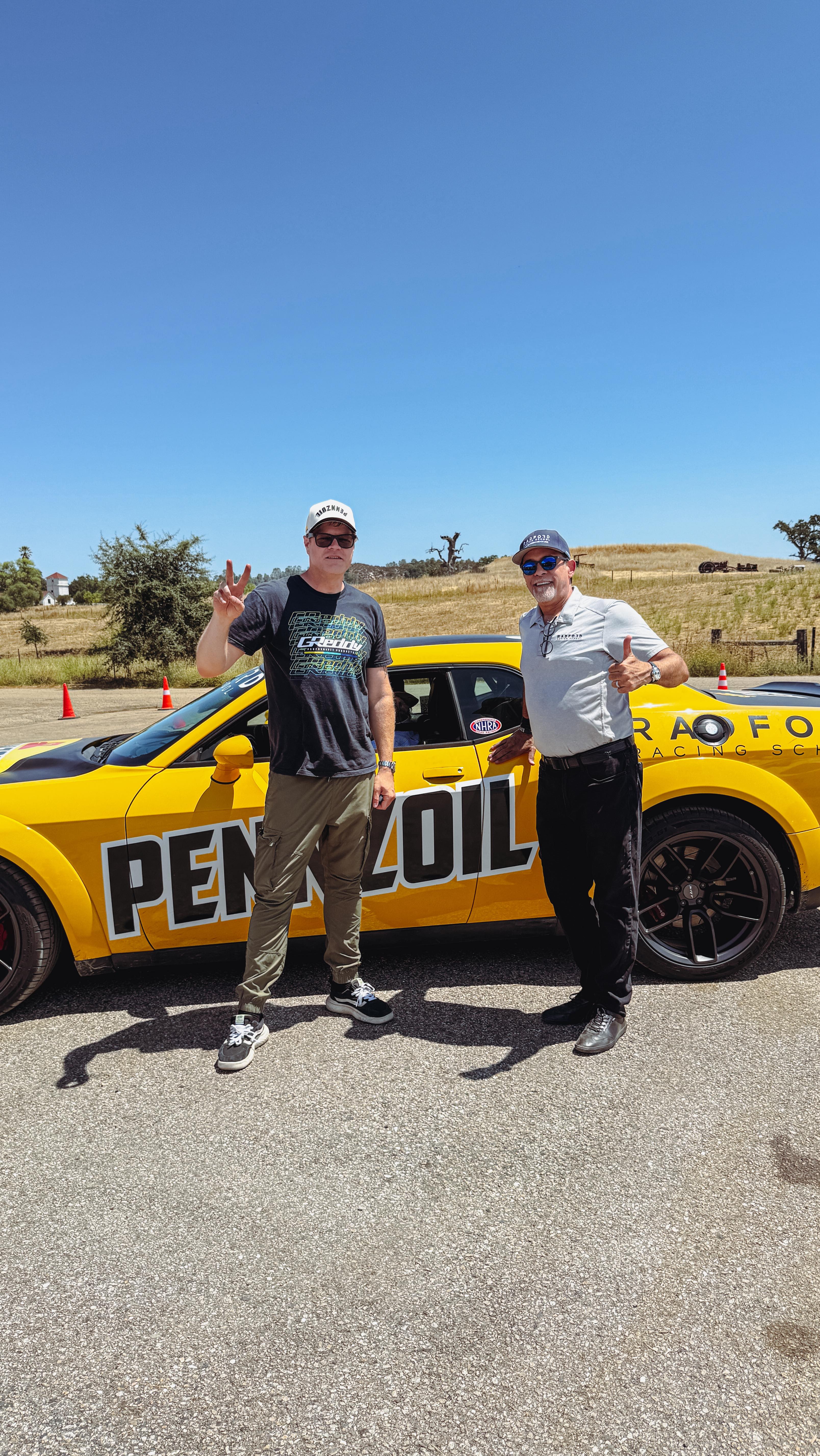 Instagram post by @brianpjannusch for PENNZOIL. Caption reads: Starting car week off with the Petersen Rally....