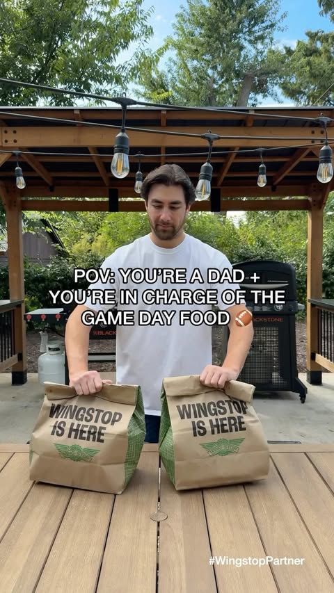 Instagram post by @brianwrosser for Wingstop. Caption reads: [...] in charge of the game day food 🏈 @wingstop....