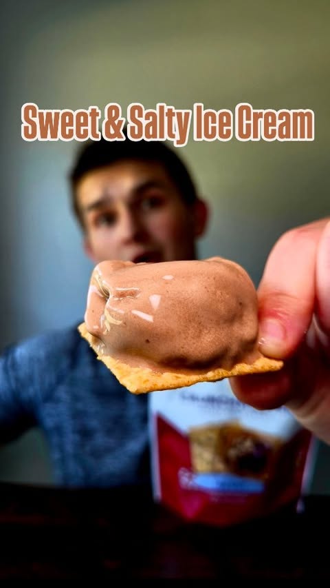 Instagram post by @tylertriesthat for Crunchmaster Crackers. Caption reads: [...] shake for the ice cream and....