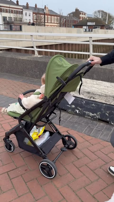 Instagram post by @theandrewhusseyfamily for Pramworld. Caption reads: [...] & Care stroller to the test from @pramworld....