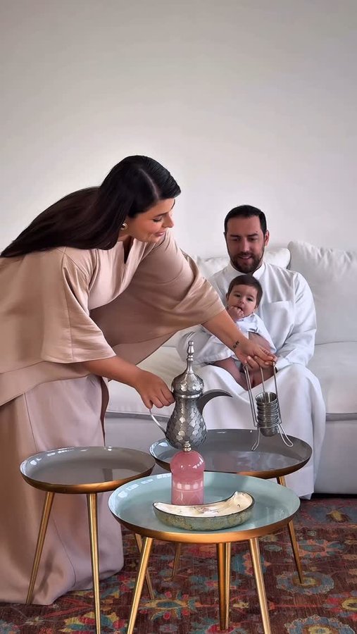 Instagram post by @minaalsheikhly for aura. Caption reads: مبارك ‎عليكم الشهر 🤍

‎ بهيجي انكون حضرنا البيت....