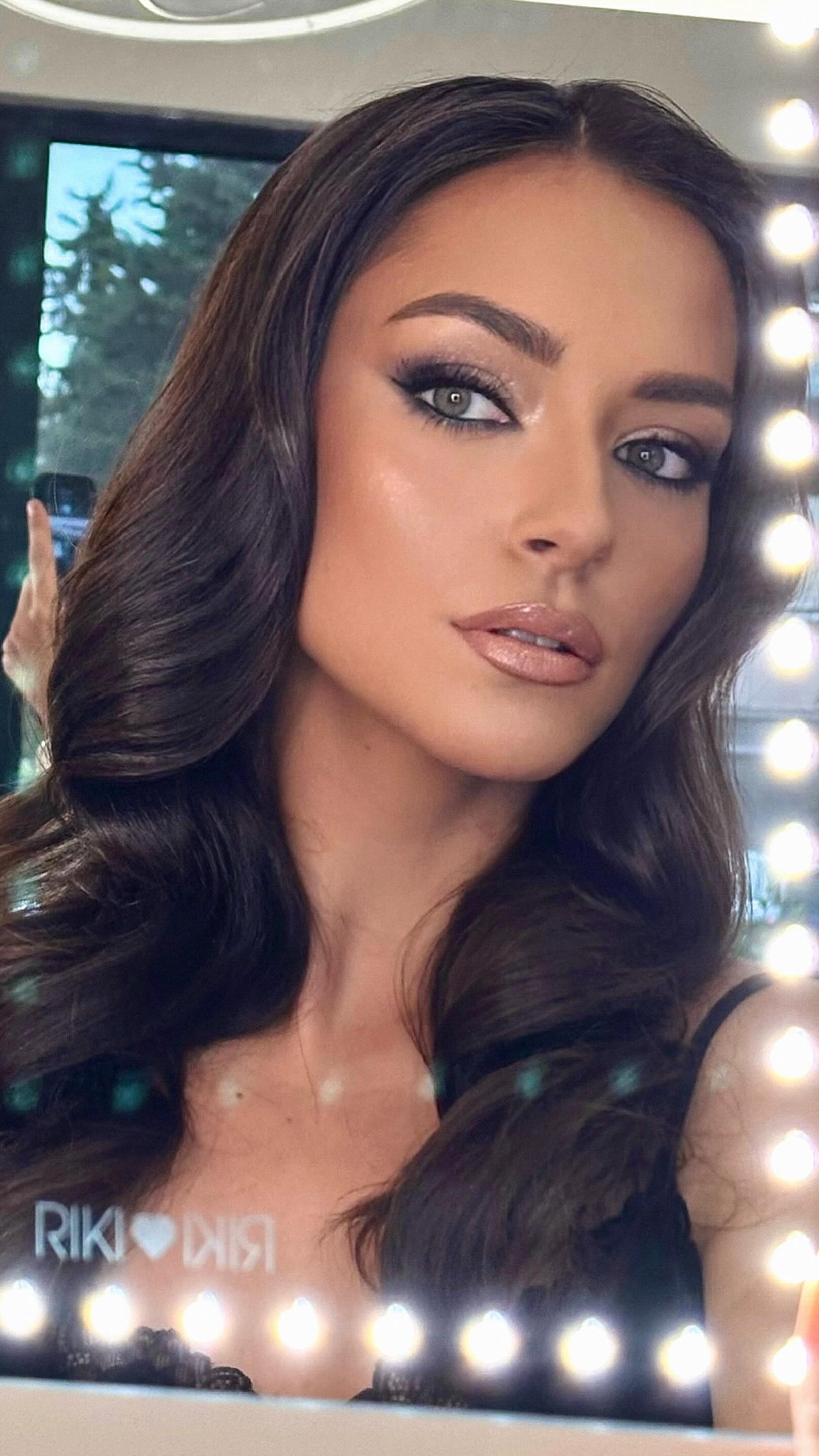 Instagram post by @georgerusevmakeup for RIKI LOVES RIKI. Caption reads: Още по-красива и на видео. 🙌🏼 We are not done....