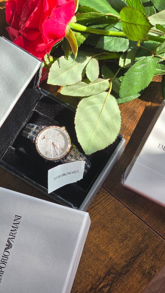 Instagram post by @sonam.lifediary for Wowcher. Caption reads: The @emporioarmani ladies watch stands out with....