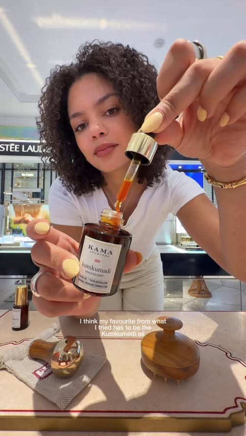 Instagram post by @nicolekimberleystark for Kama Ayurveda. Caption reads: [...] - come with me to browse the new....