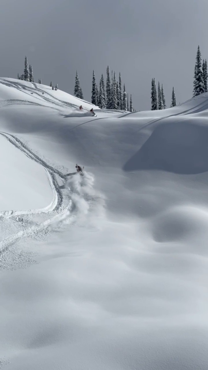 Instagram post by @alfordrob for Ski-Doo. Caption reads: Kitties purring out in Revelstoke on a powdery....