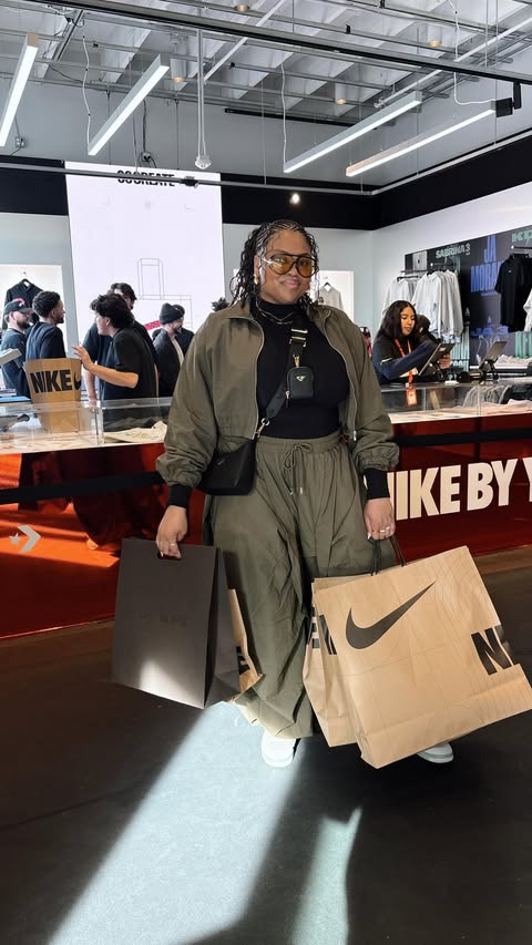 Instagram post by @tianna_marieeee for Nike. Caption reads: ASW day 1 w/ @nike + @nikela ⭐️ check out Nike By....
