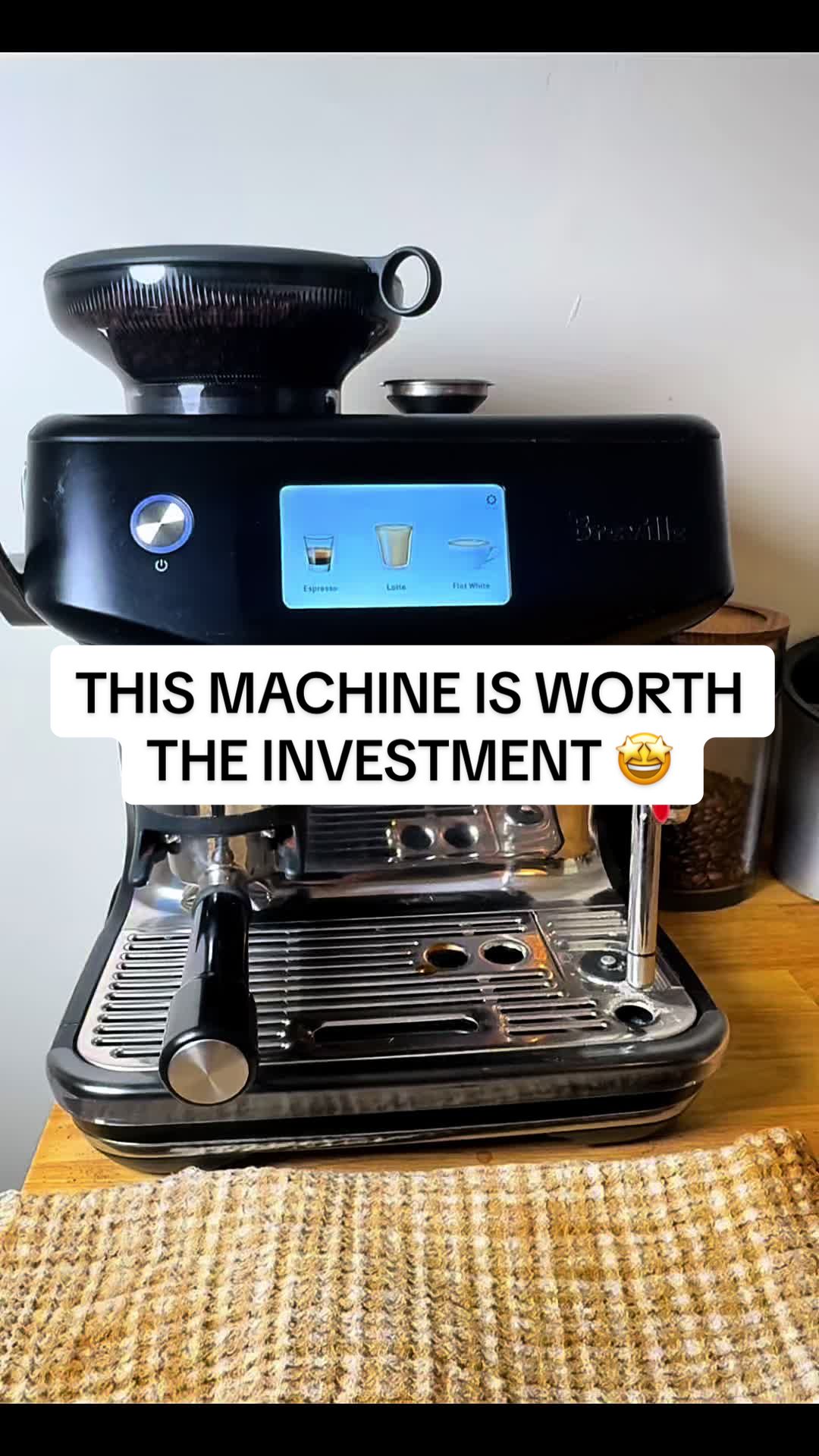 TikTok post by @kerrie.flokerrie for Breville. Caption reads: [...] the coffee shop. WORTH EVERY CUP ☕ #Breville....