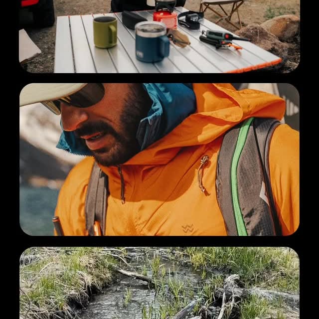 Instagram post by @beau.adventure for Bespoke Post. Caption reads: Out in the Sierra Nevada mountain range, signal....