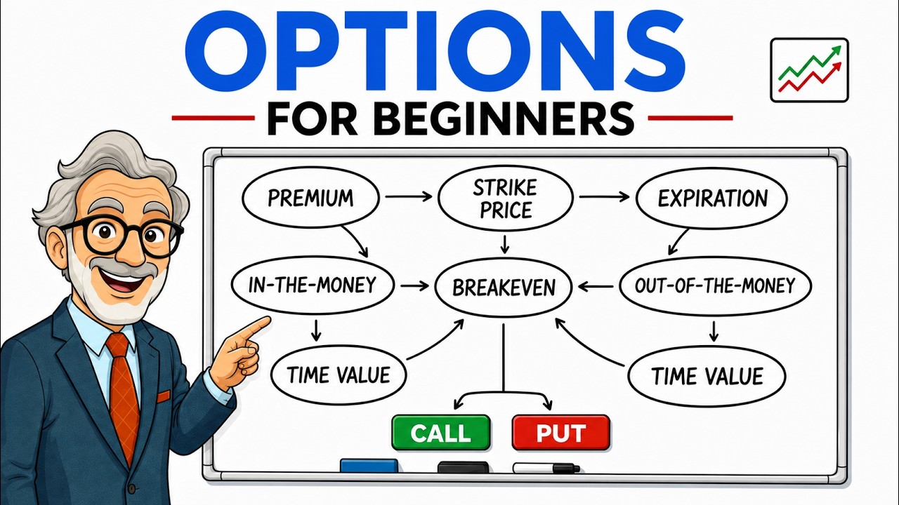 YouTube post by @MartikFinance for Webull. Caption reads: How Options Really Work (Full Beginner's Guide).
