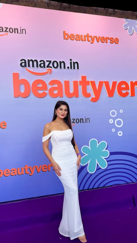 Instagram post by @muskan_kamdar_ for Amazon Influencer Program. Caption reads: Just had an incredible time at the Amazon beauty....