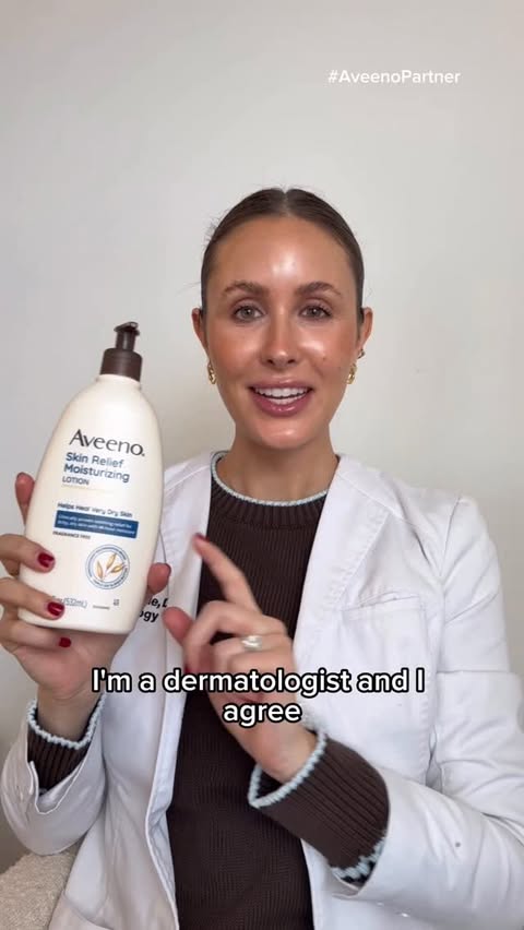 Instagram post by @gabvasile for Aveeno. Caption reads: Aveeno Skin Relief Moisturizing Lotion helps [...].