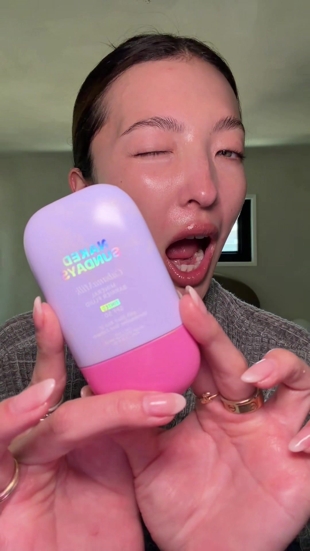 TikTok post by @jacindabean for NAKED SUNDAYS. Caption reads: [...] all in one. Meet Cabana Milk from @Naked....